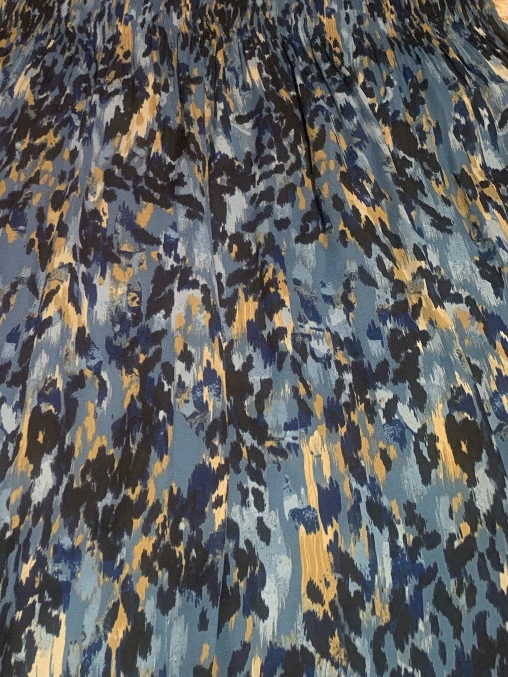 Emma & Michele Blue and Beige Abstract A-Line Skirt